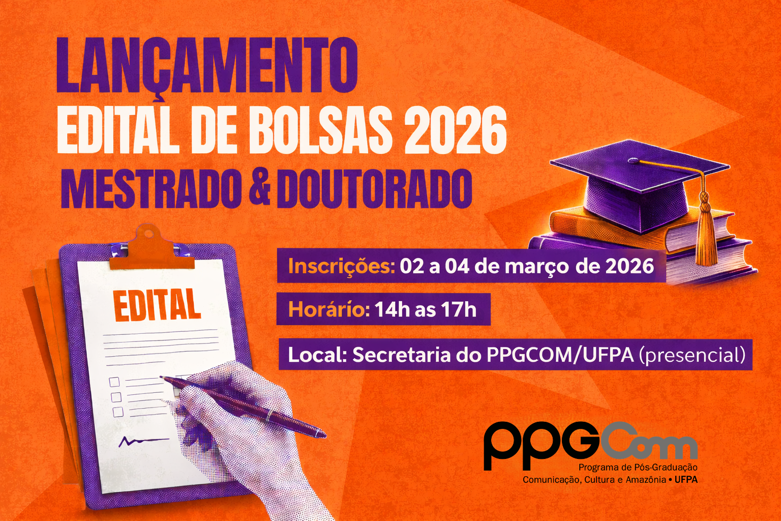 PPGCOM lança edital de bolsas 2026